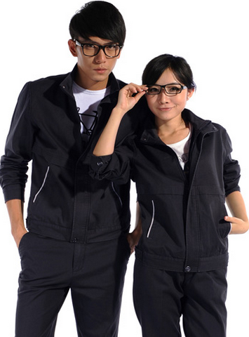深藍(lán)長(zhǎng)袖純棉工作服